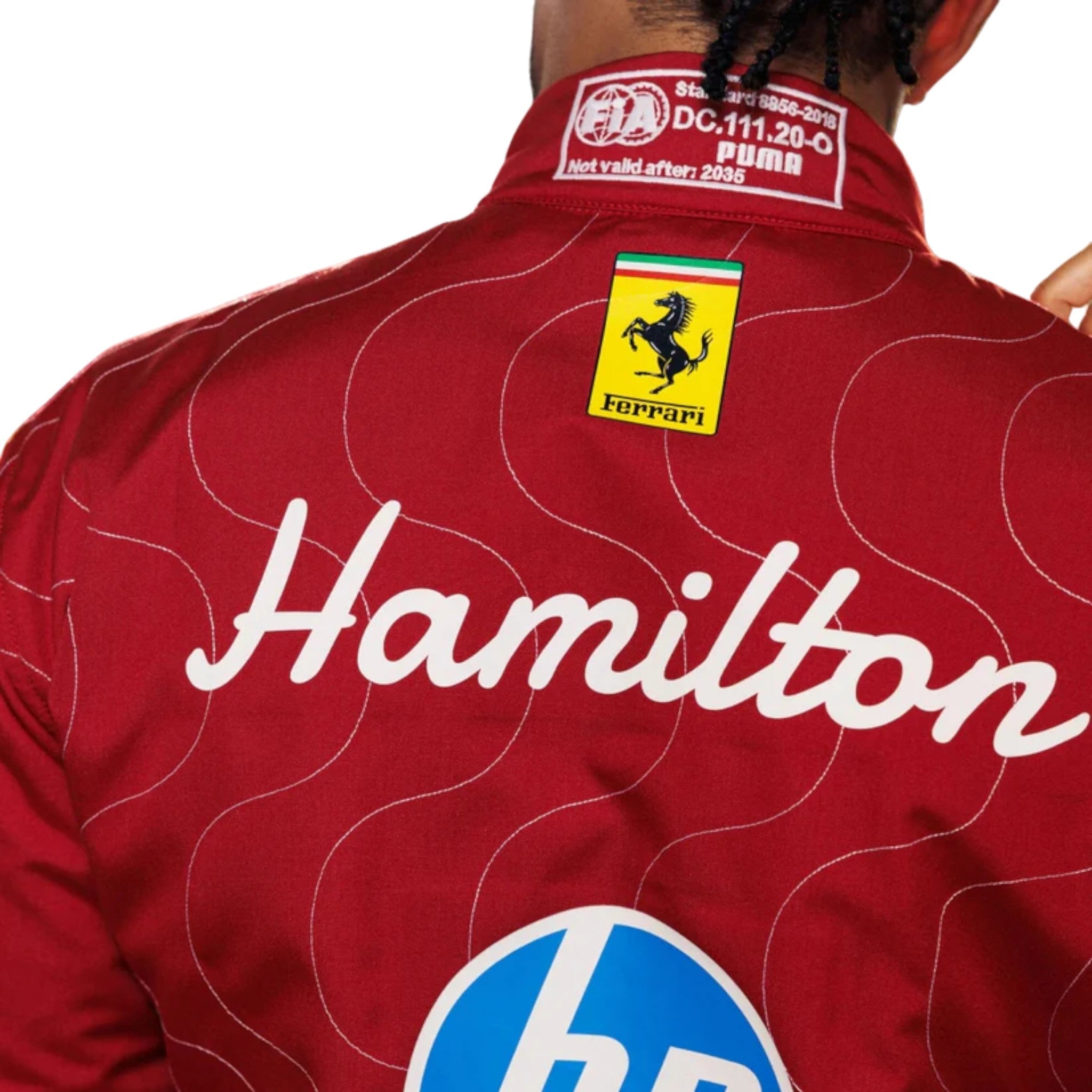 Lewis Hamilton 2025 Ferrari Monza GP F1 Race Suit detail view 4 - Grand Flex Racewear