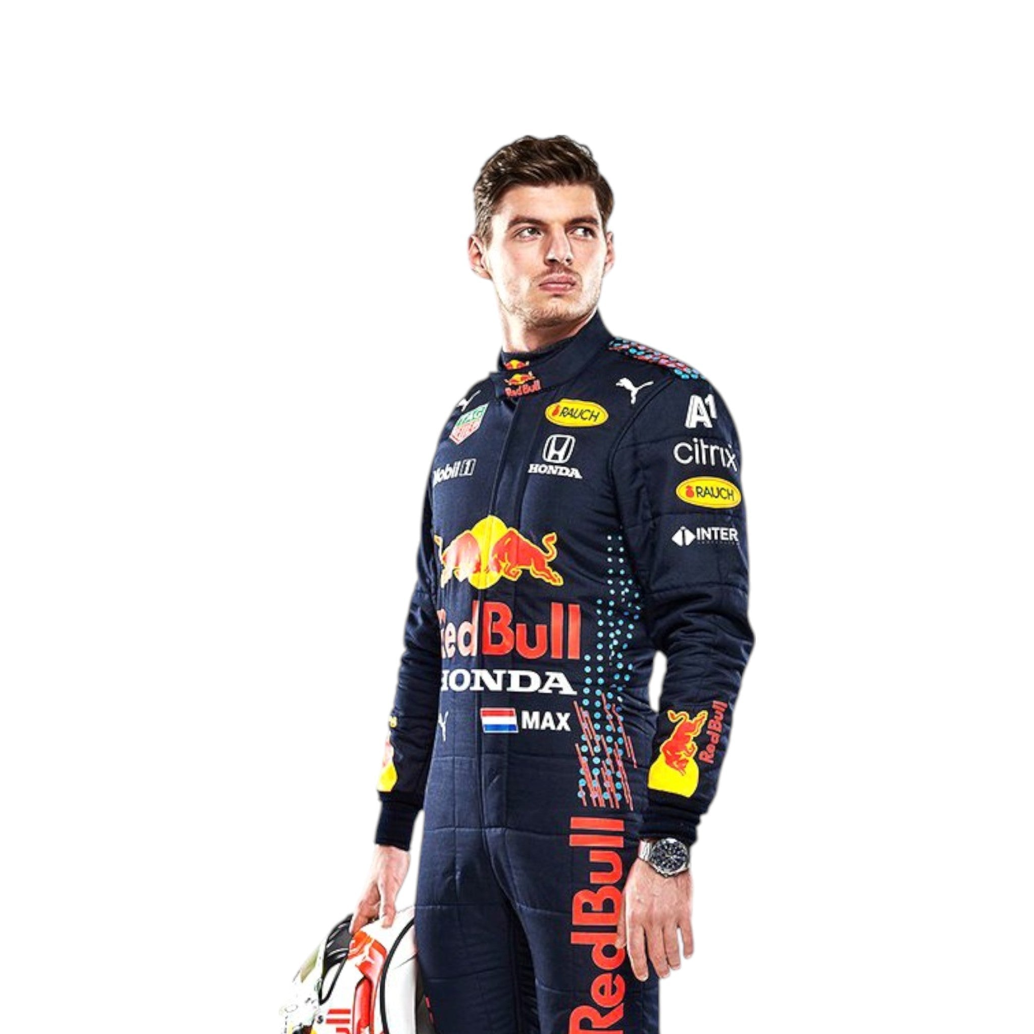 Max Verstappen 2021 Red Bull F1 Race Suit product view - Grand Flex Racewear