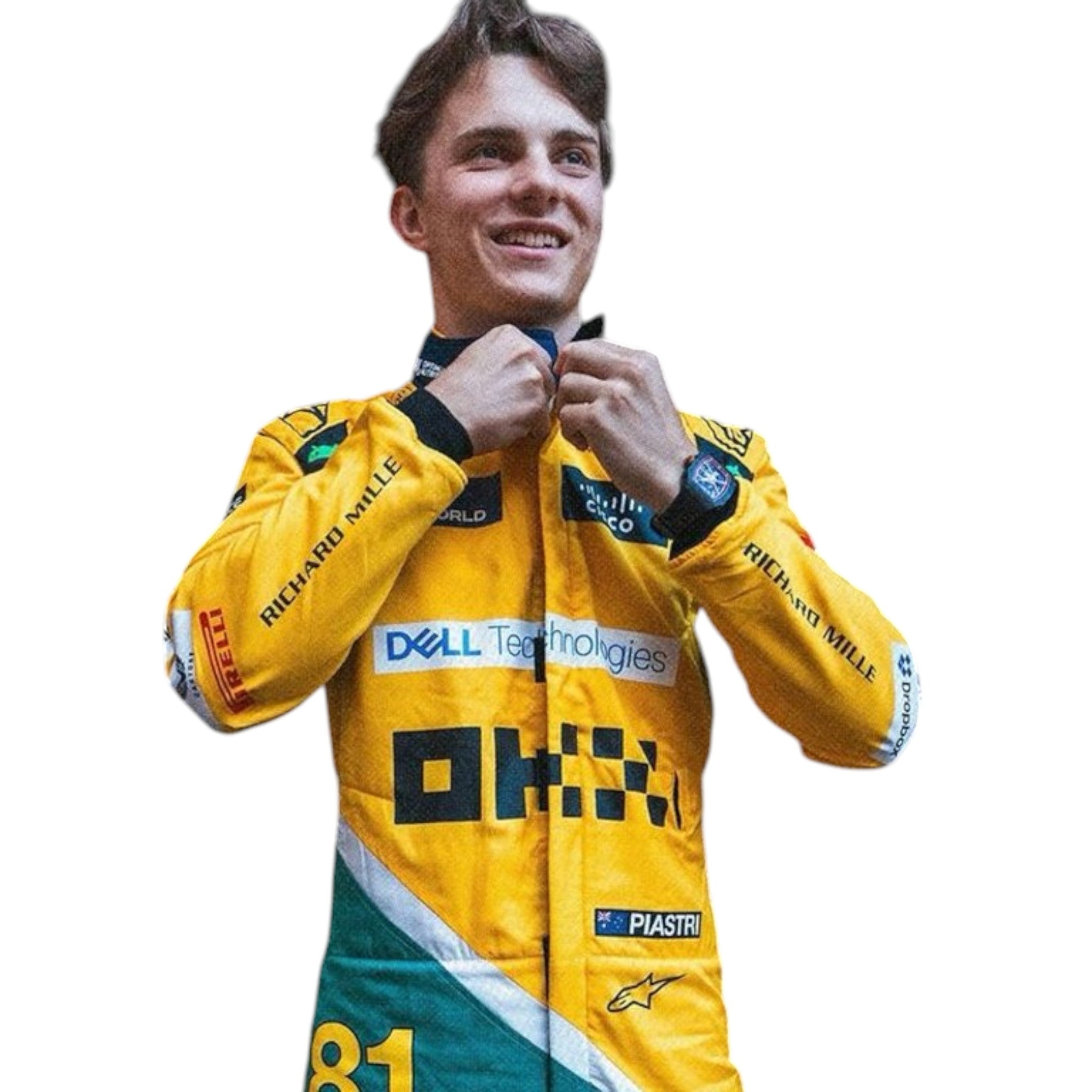 Oscar Piastri 2024 Mclaren Monaco GP F1 Race Suit detail view 2 - Grand Flex Racewear