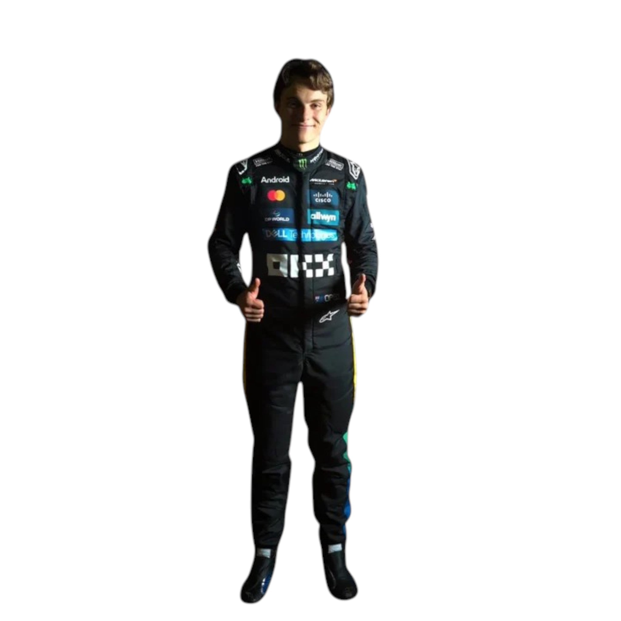 Oscar Piastri 2025 Mclaren Silverstone British F1 Race Suit product view - Grand Flex Racewear