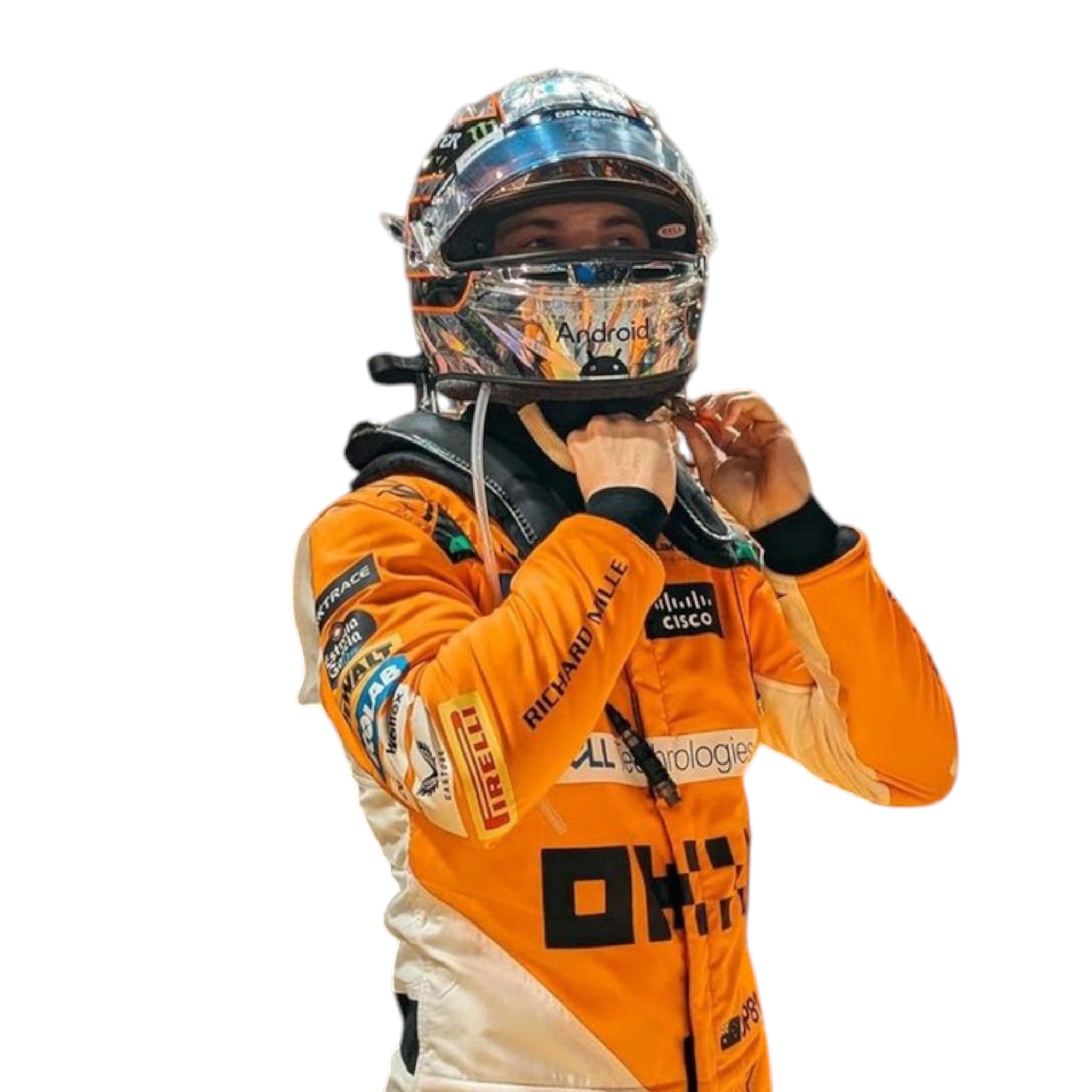 Oscar Piastri 2024 Mclaren Singapore GP F1 Race Suit detail view 3 - Grand Flex Racewear