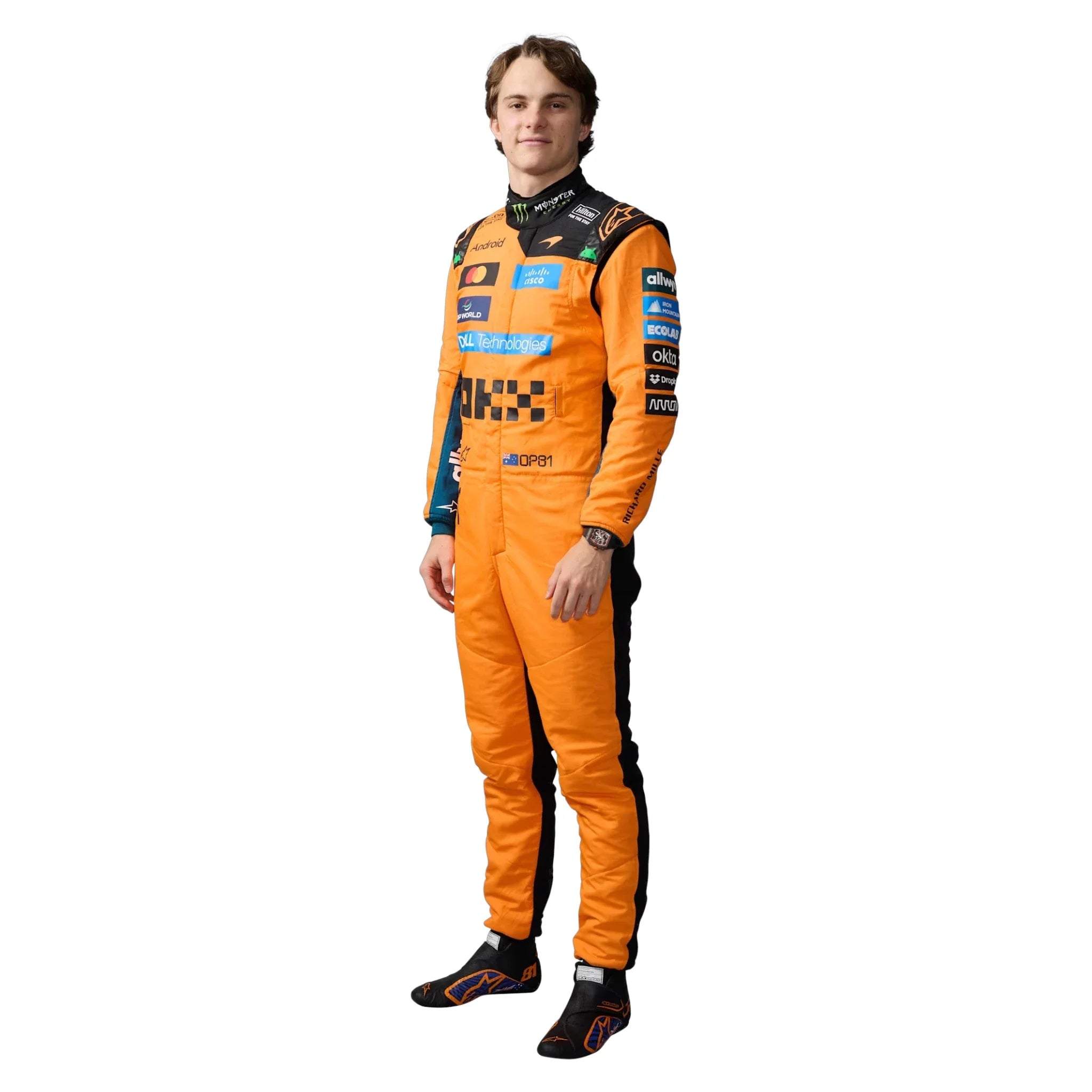 Oscar Piastri 2026 Mclaren F1 Race Suit product view - Grand Flex Racewear