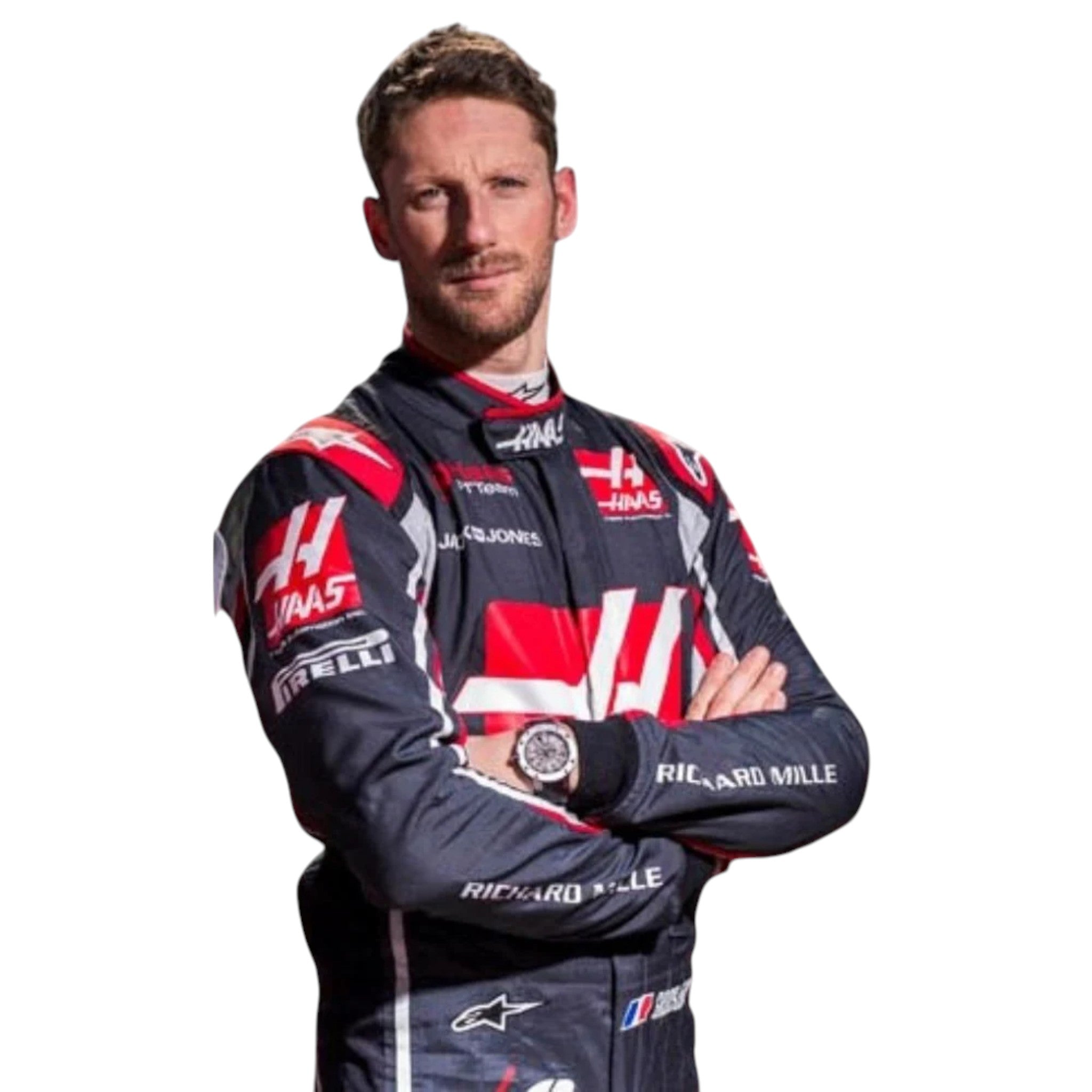 Romain Grosjean 2018 Haas F1 Race Suit product view - Grand Flex Racewear