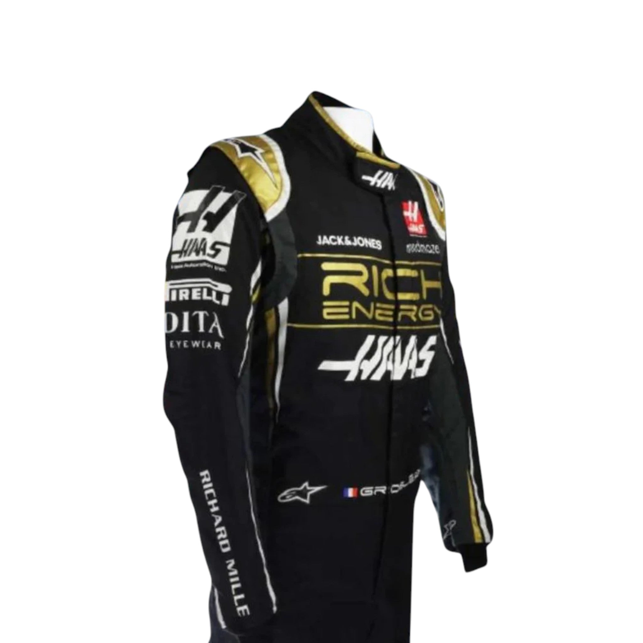 Romain Grosjean 2019 Haas F1 Race Suit detail view 4 - Grand Flex Racewear