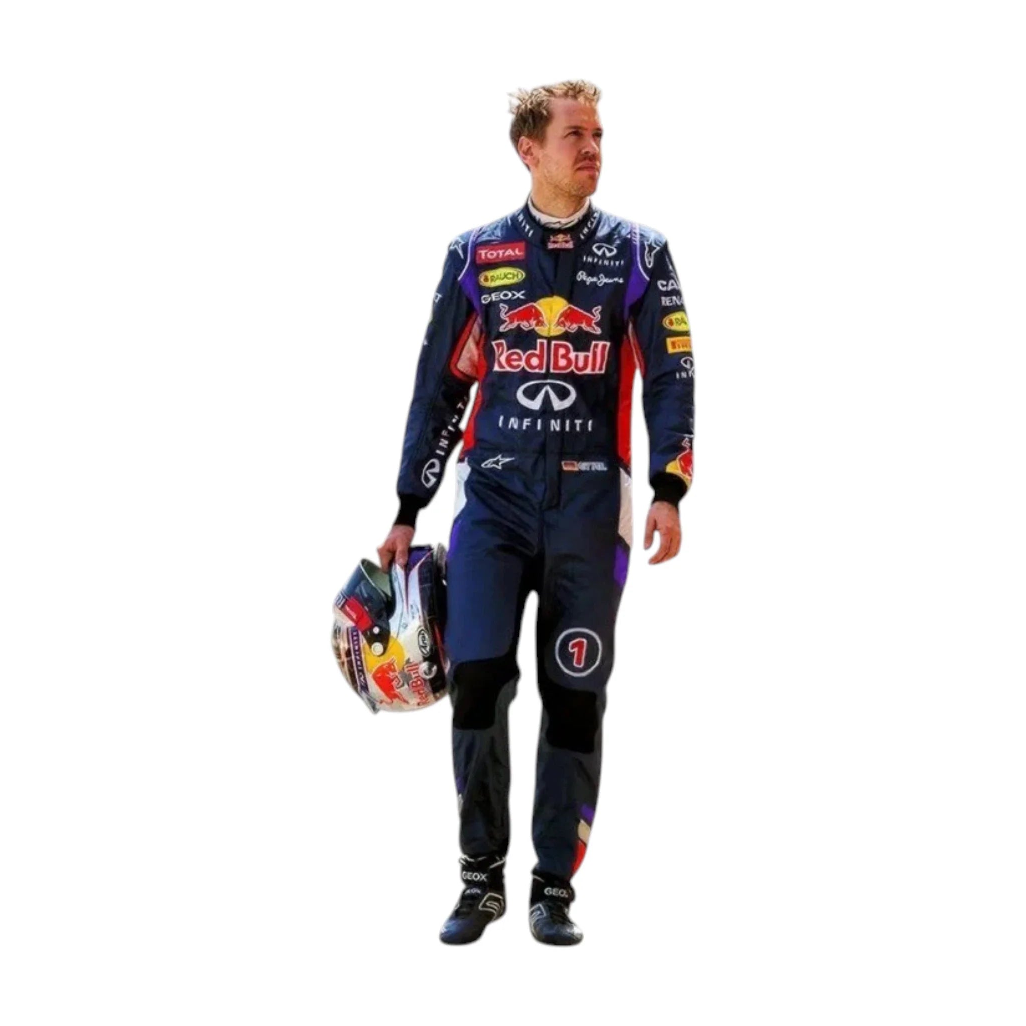 Sebastian Vettel 2014 Red Bull F1 Racing Suit product view - Grand Flex Racewear