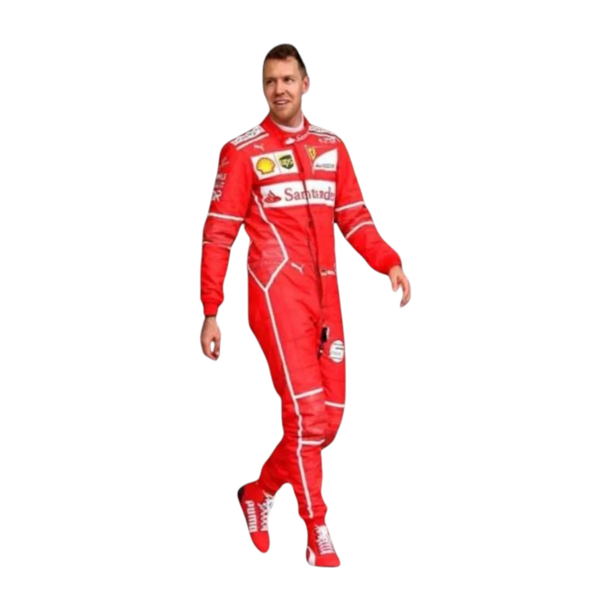 Sebastian Vettel 2017 Ferrari F1 Racing Suit product view - Grand Flex Racewear