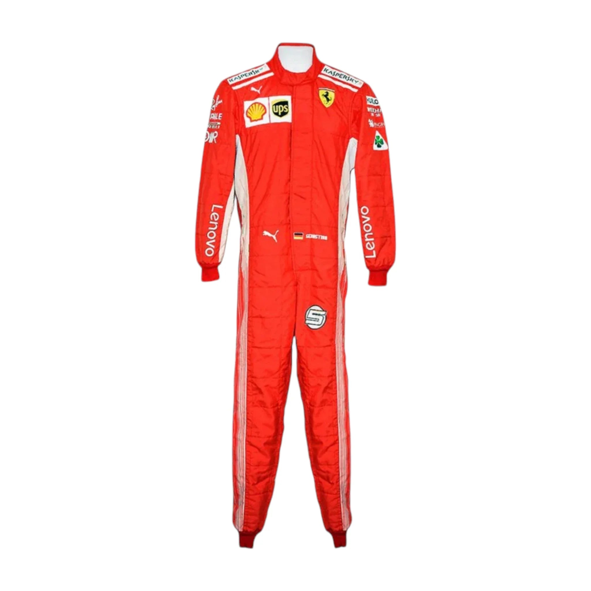 Sebastian Vettel 2018 Ferrari F1 Racing Suit product view - Grand Flex Racewear