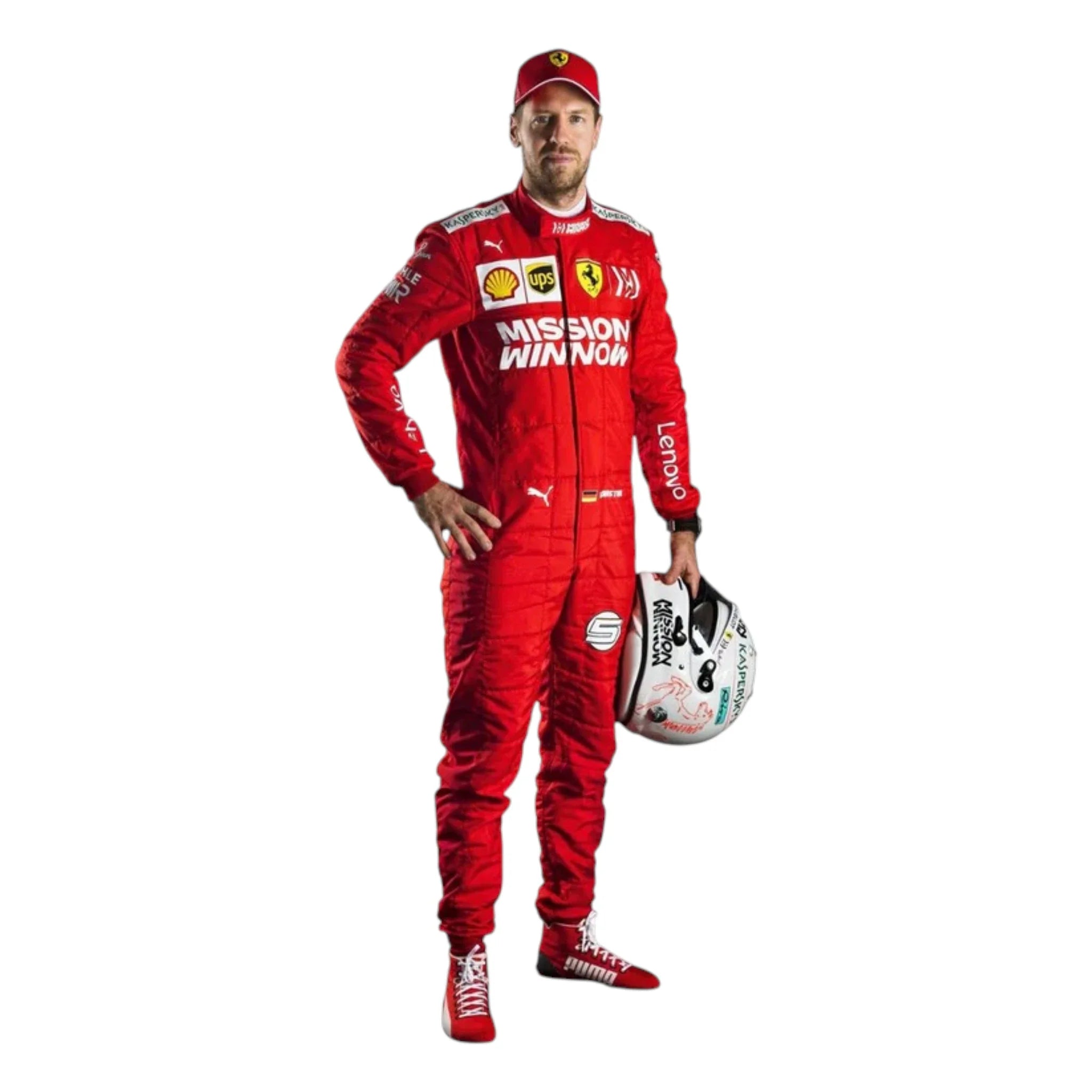 Sebastian Vettel 2019 Ferrari F1 Racing Suit product view - Grand Flex Racewear