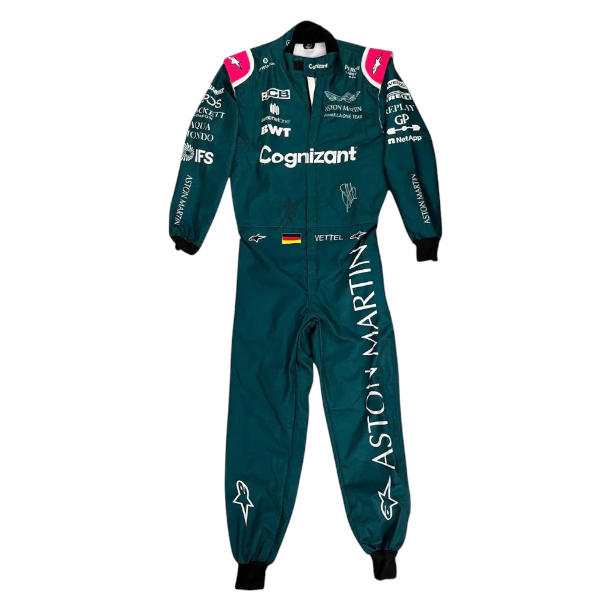 Sebastian Vettel 2021 Aston Martin F1 Race Suit detail view 2 - Grand Flex Racewear