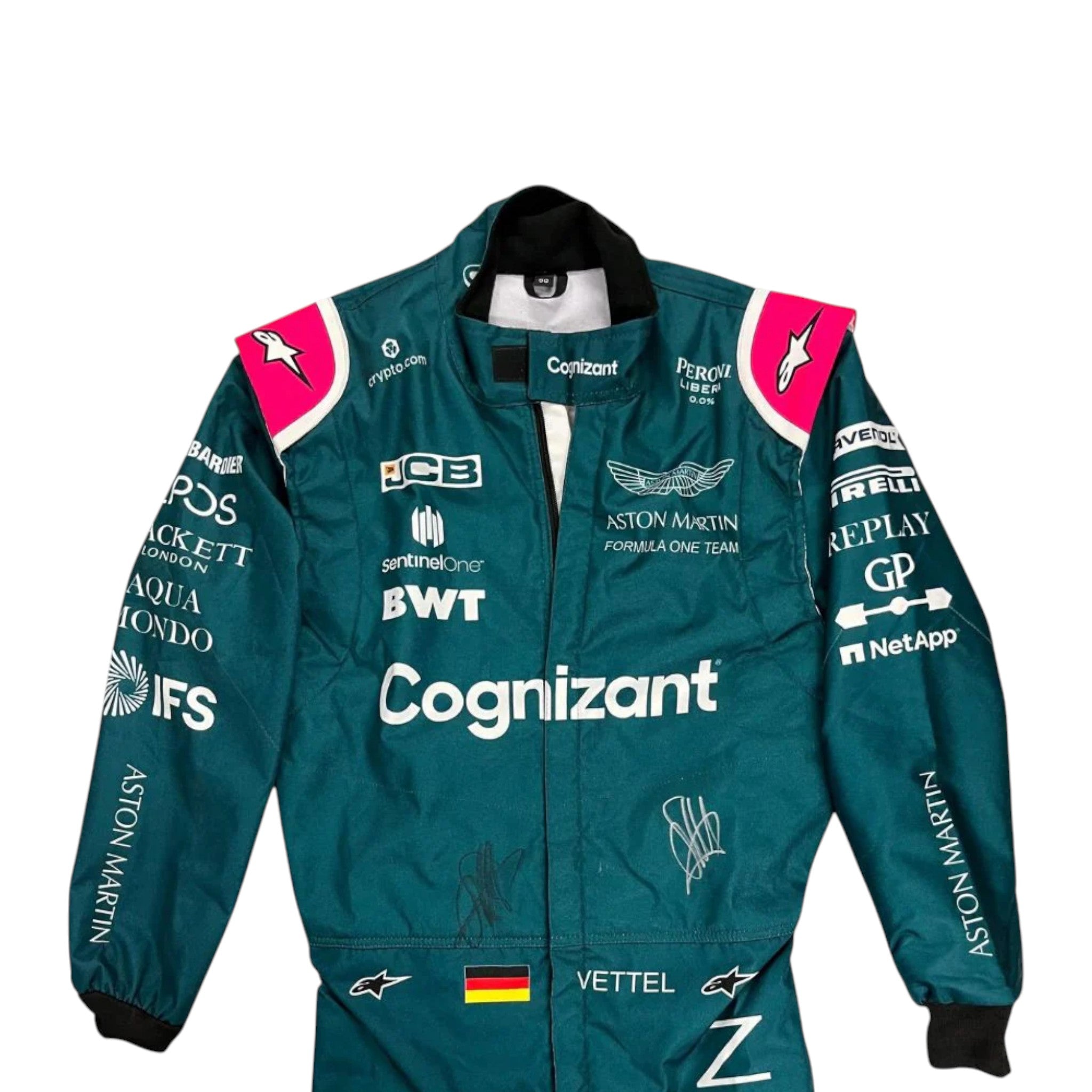 Sebastian Vettel 2021 Aston Martin F1 Race Suit detail view 3 - Grand Flex Racewear